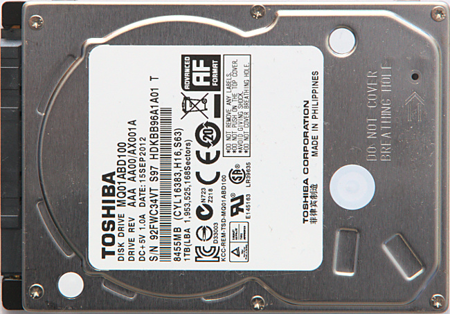 Toshiba 1TB 2.5" SATA HDD Review - Model MQ01ABD100